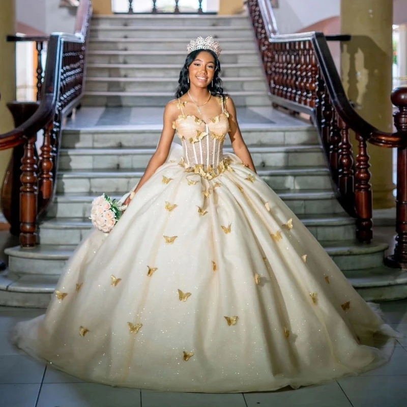 Sexy Sweetheart Princess Quinceanera Dresses Off Shoulder Bow Gillter Sequins Lace-up Corset