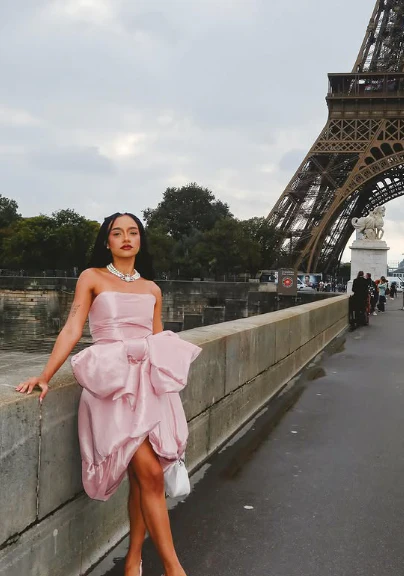 Design Pink Tube Top Bow Irregular 17th Birthday Homecoming Dress