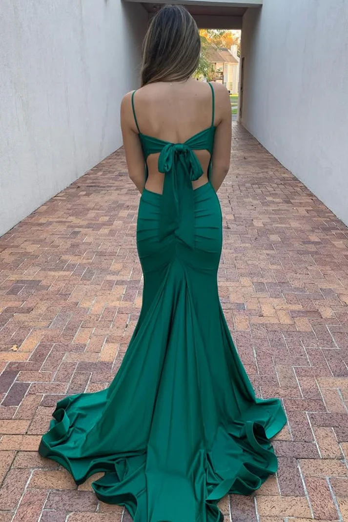 Sheath Round Neck Halter Sleeveless High Side Slit and Train Open Back Prom Dress