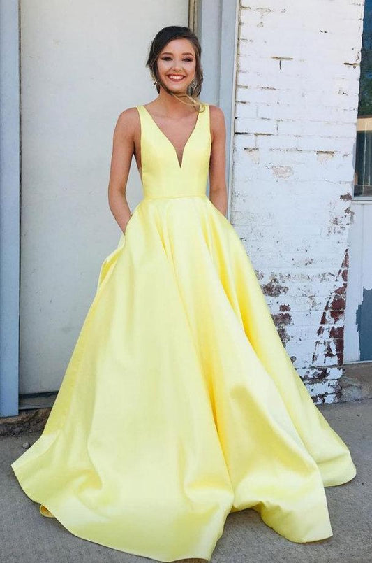 Simple Long Prom Dresses with Pocket,Winter Formal Dresses