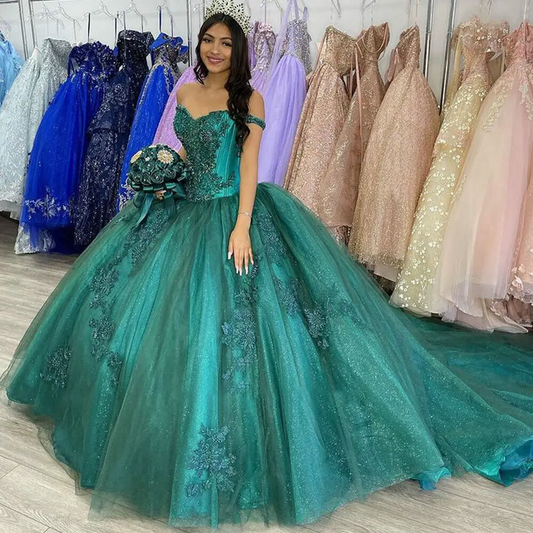 Vestidos De Quinceañera Sweetheart Ball Gowns For Sweet Girl Beading Sequin Beading Appliques Lace Quinceanera Dresses