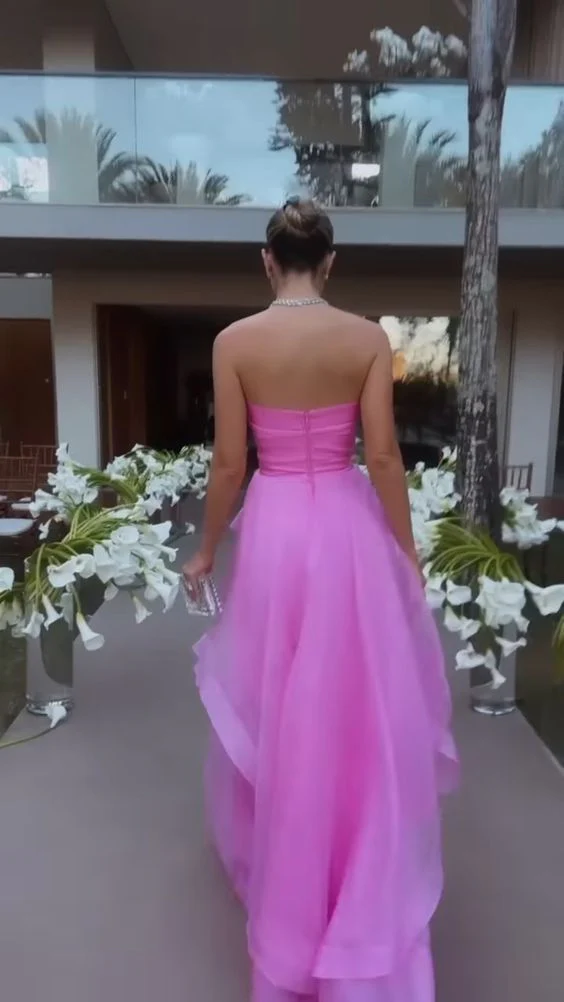 2024 simple pink prom dress modest evening dresses