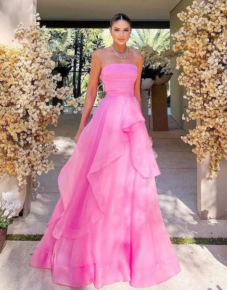 2024 simple pink prom dress modest evening dresses