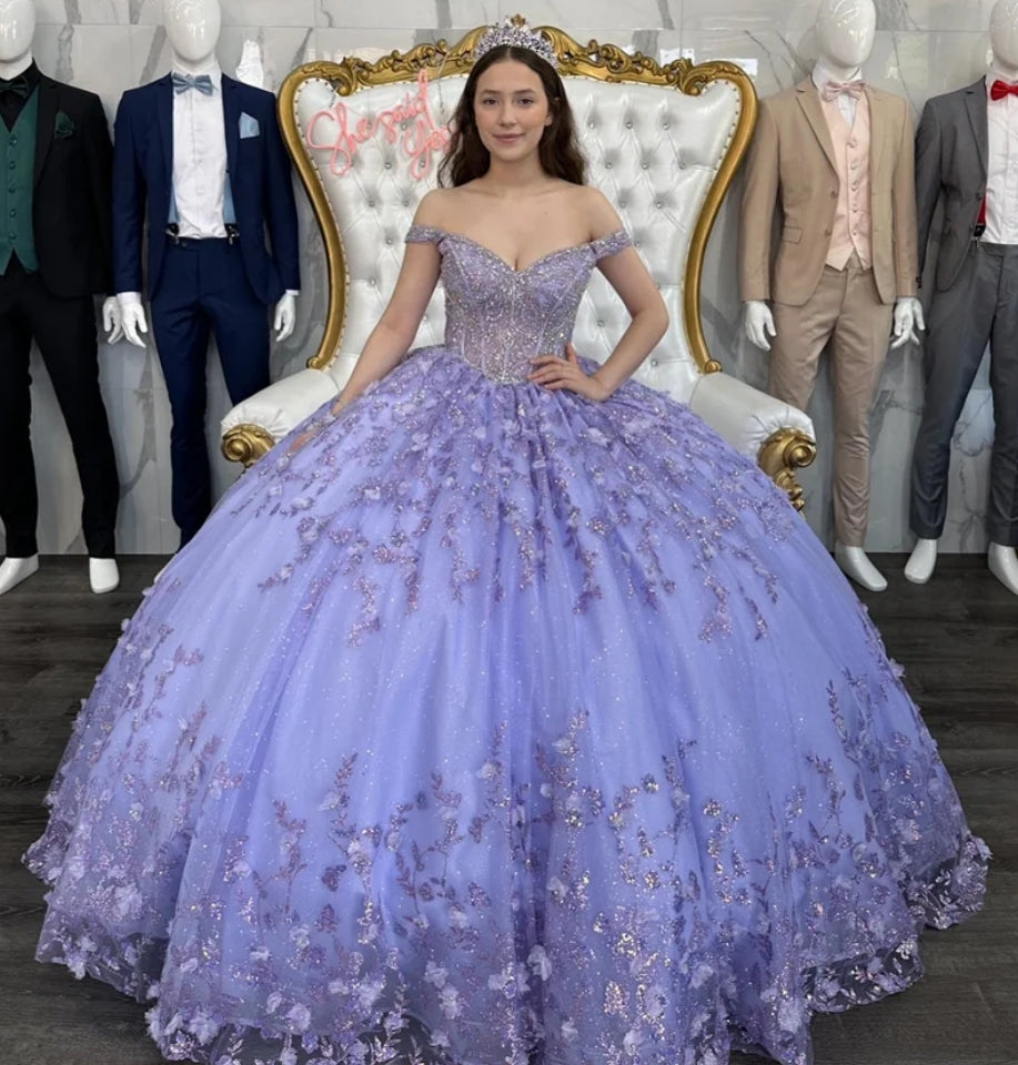 Sweet Lilac Lavender Quinceanera Dresses 3D Butterfly Sweet 15 Birthday Party Gowns Luxury Girl vestidos de 15 anos 2024