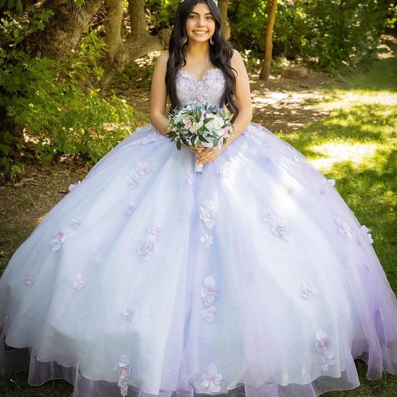 Sexy Sweetheart Quinceanera Dresses Ball Gown Off The Shoulder Long Sleeve Floral Appliques Lace Handmade Flowers Sweet 15 Party