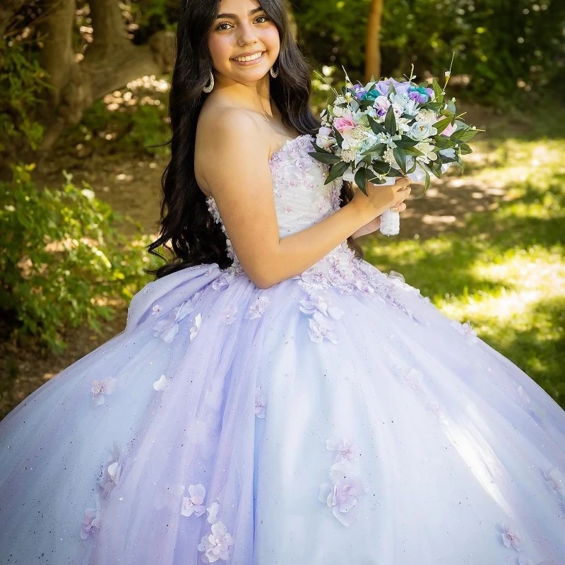 Sexy Sweetheart Quinceanera Dresses Ball Gown Off The Shoulder Long Sleeve Floral Appliques Lace Handmade Flowers Sweet 15 Party