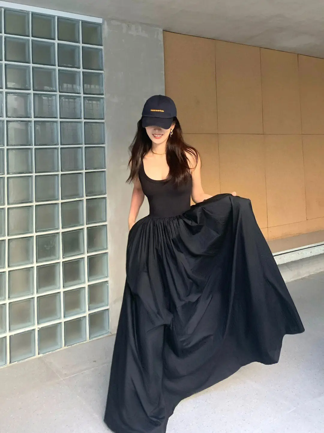 Black Maxi Dress Elegant Chic Vintage Sleeveless Loose ruffle Female Party Club Evening Robes Korean Style Sundresses