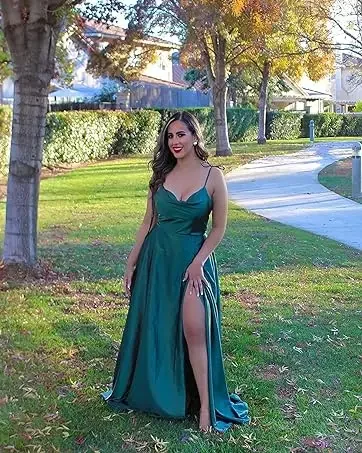 Off Shoulder Bridesmaid Prom Dresses for Women Satin Long Formal Wedding Evening Party Gowns Dress with Slit vestido formal