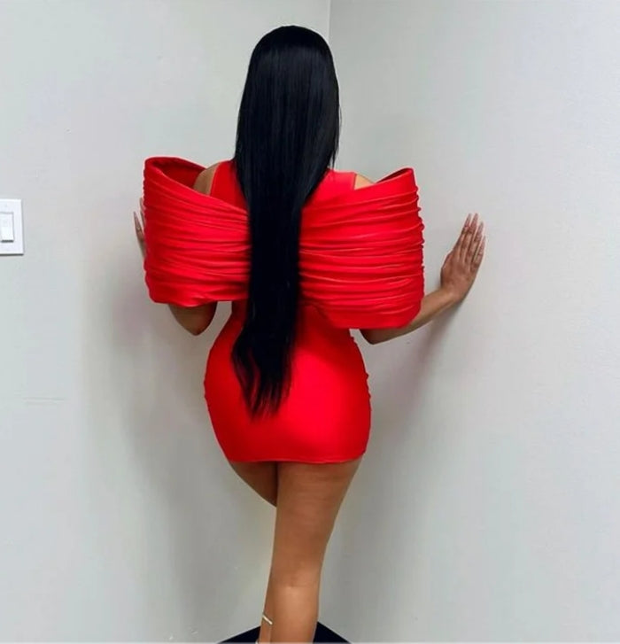 Stunning New Red 2024 Prom Gown With Two Gloves Off Shoulder Birthday Party Cocktail Dresses Robe De Bal Custom-Made