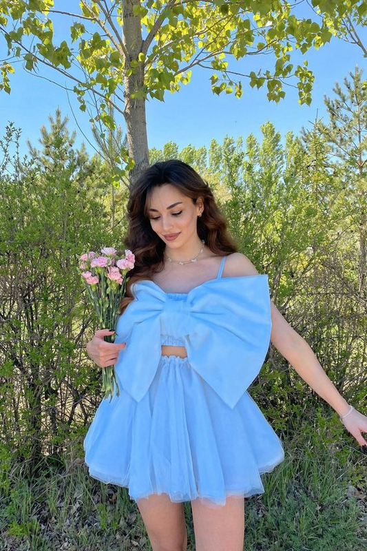 Blue Dreamy Bow Set | Fluffy Dress | Puff Dress | After Party Dress | Wedding Dress | Cottagecore Dress