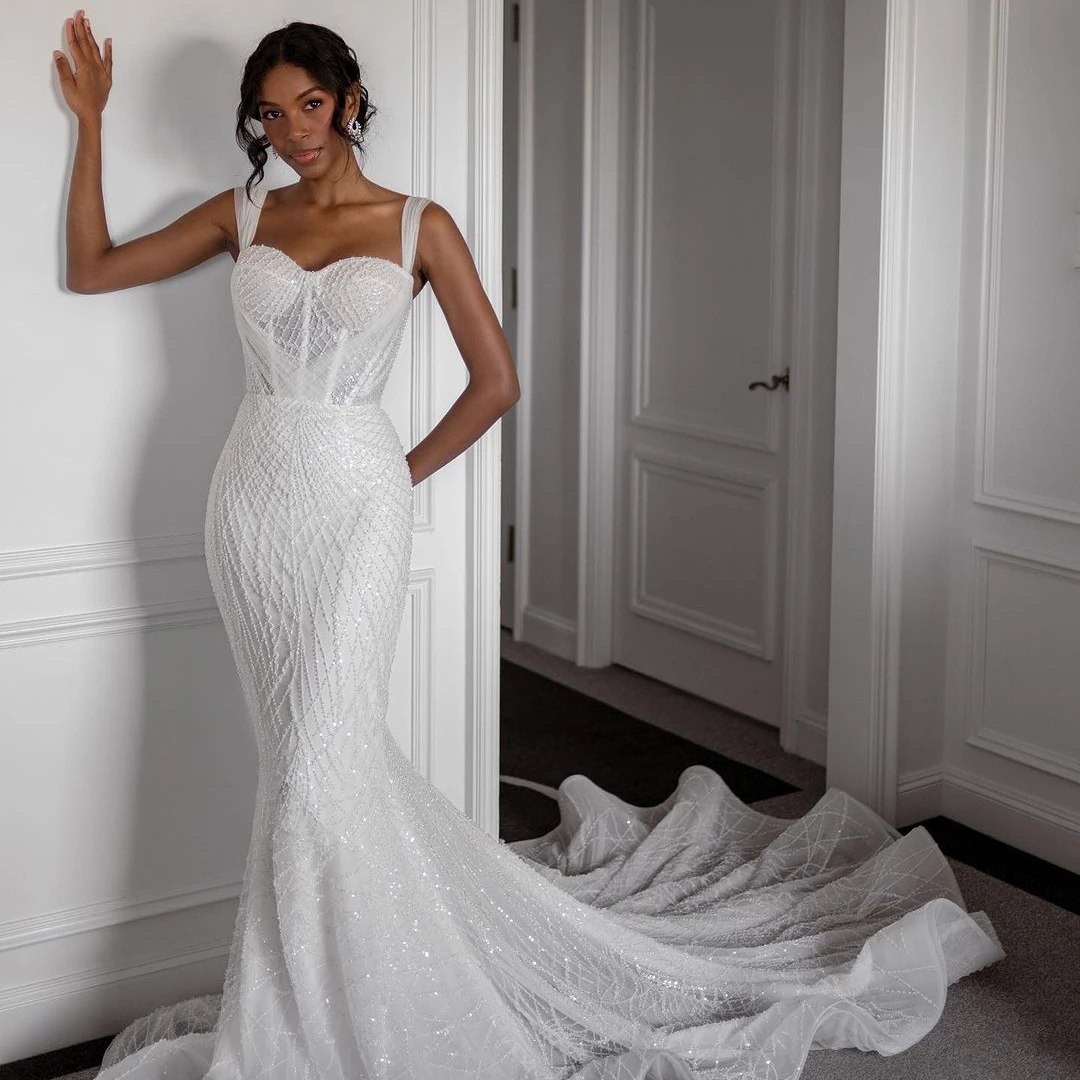 Wedding Dresses Sweetheart Floor-Length White Tulle Court Stain Backless Zipper Up