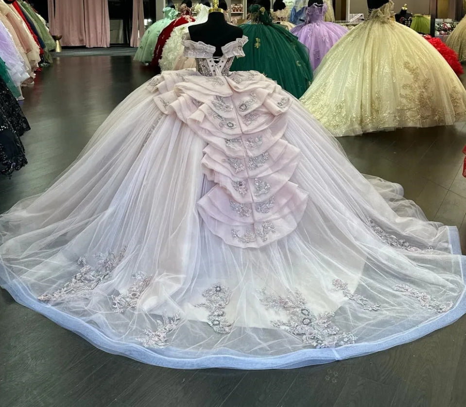 Quinceanera Dress Lace Applique Sequins Beading Mexican Sweet 16 Vestidos De XV 15 Anos Ball Gowns 2024