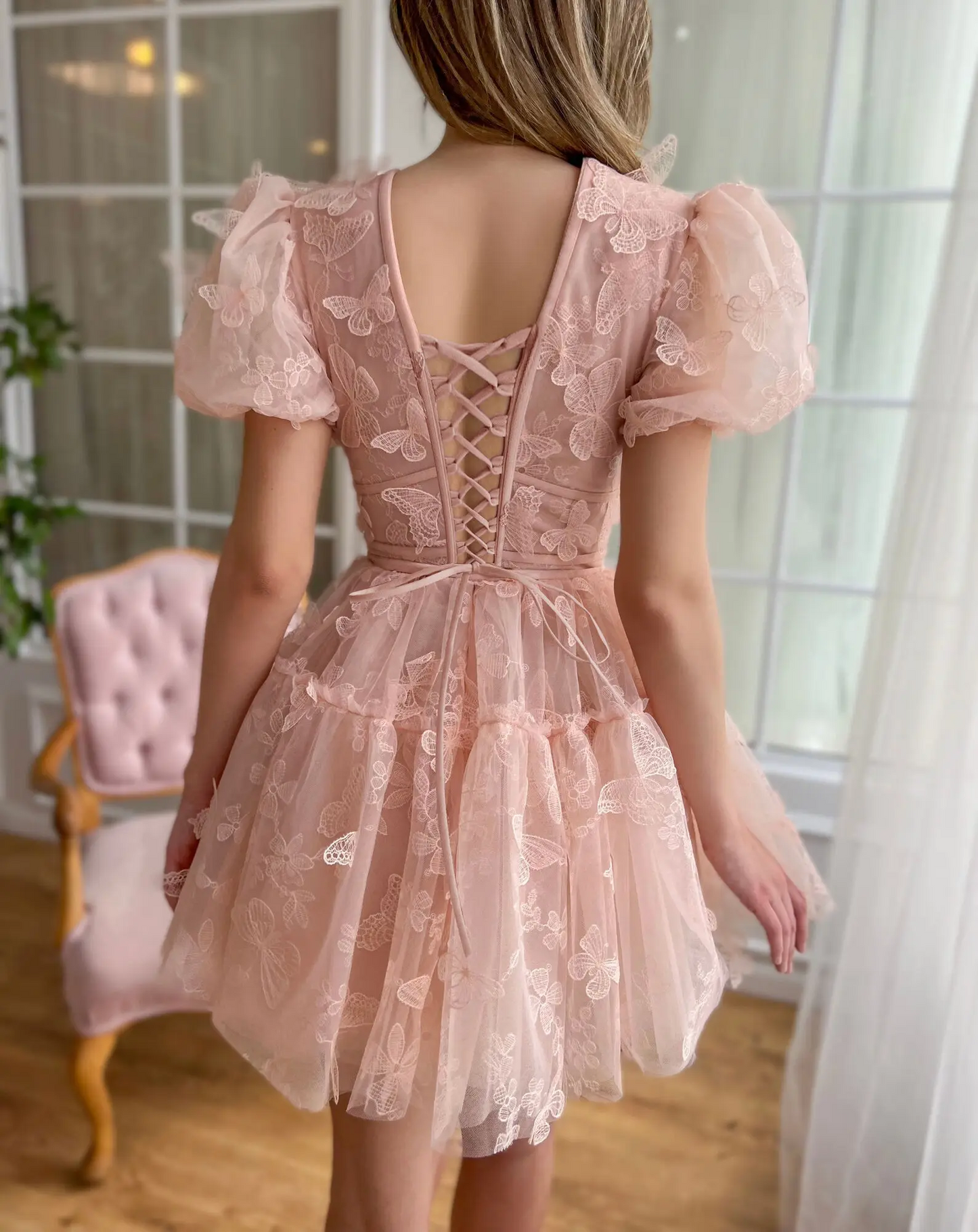 Sweetheart 3D Butterflies Tulle Homecoming Dresses Mini Backless Short Prom Dress Gorgeous Short for Teens Cocktail Party Gowns