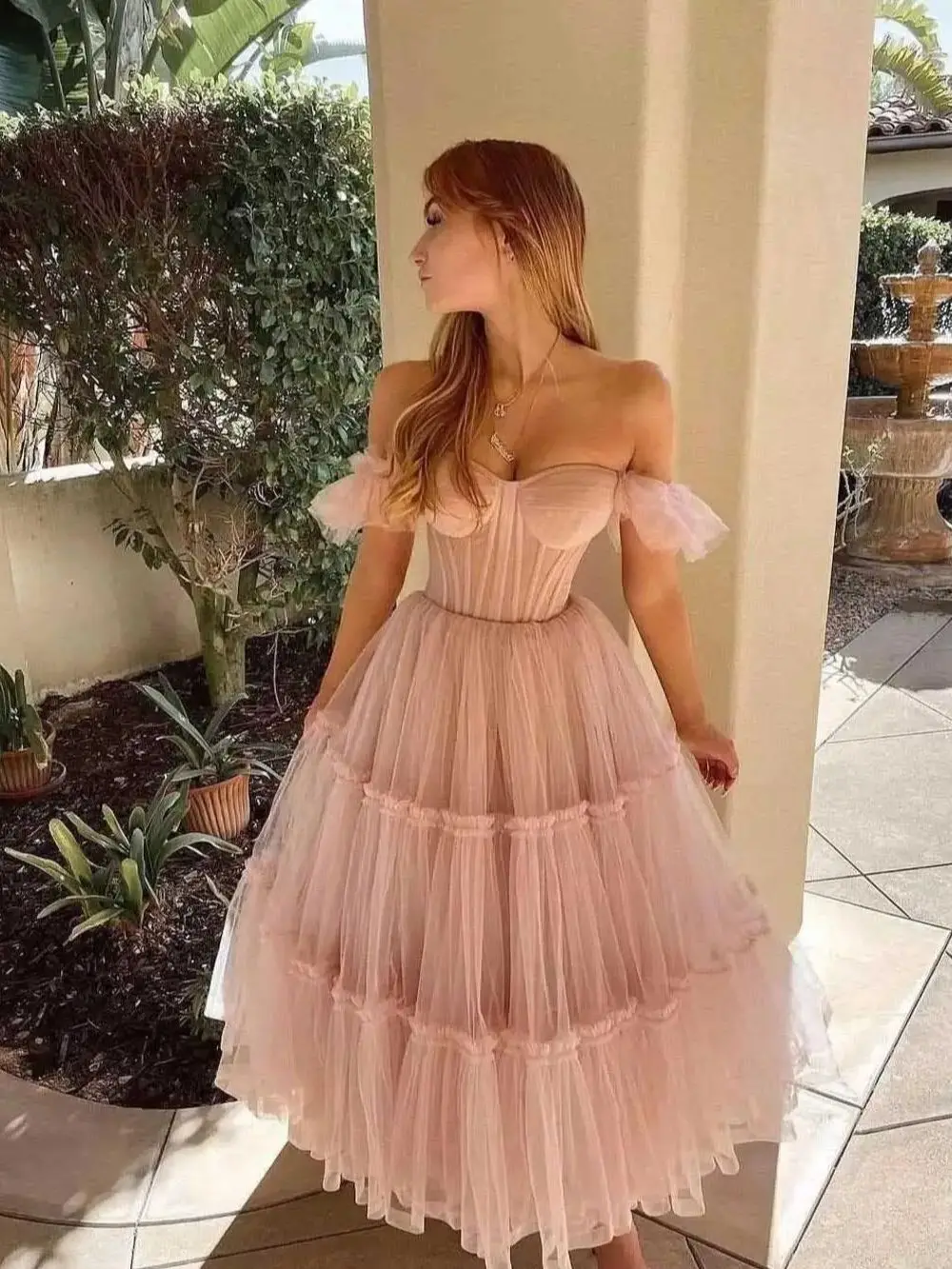 Beautiful Bead Sweetheart Tulle Dress for Women Tea Length A Line Cocktail Dresses Elegant Short Coset Prom Dresses for Teens