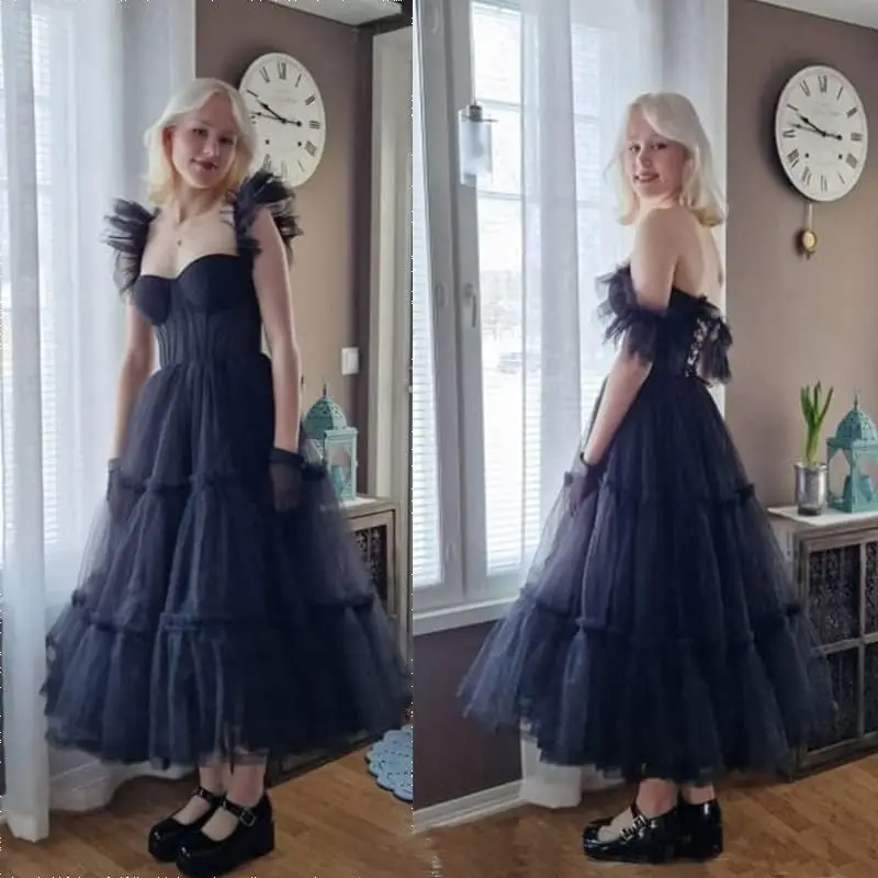 Beautiful Bead Sweetheart Tulle Dress for Women Tea Length A Line Cocktail Dresses Elegant Short Coset Prom Dresses for Teens