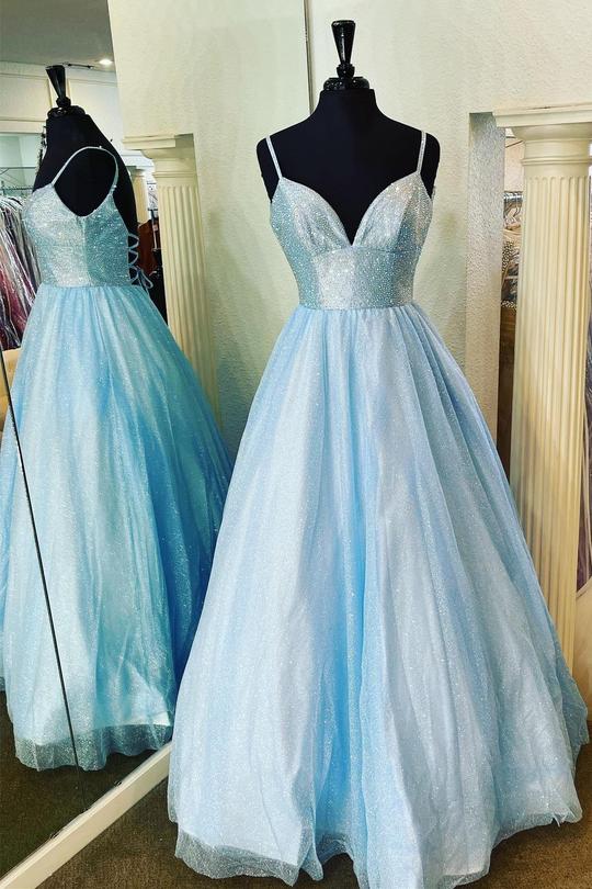 Princess Light Blue A-line Long Formal Dress