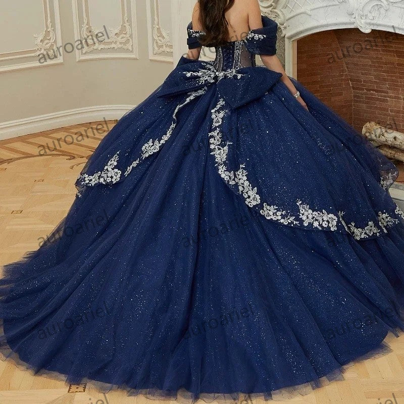 Navy Blue Ball Gown Quinceanera Dresses