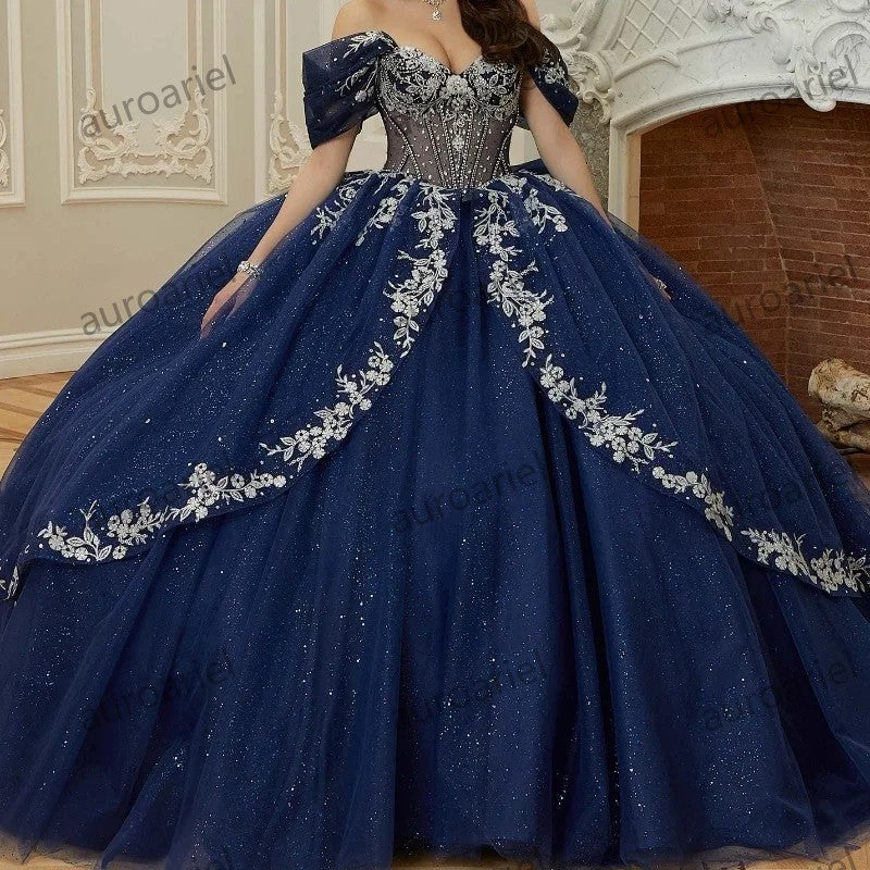 Navy Blue Ball Gown Quinceanera Dresses