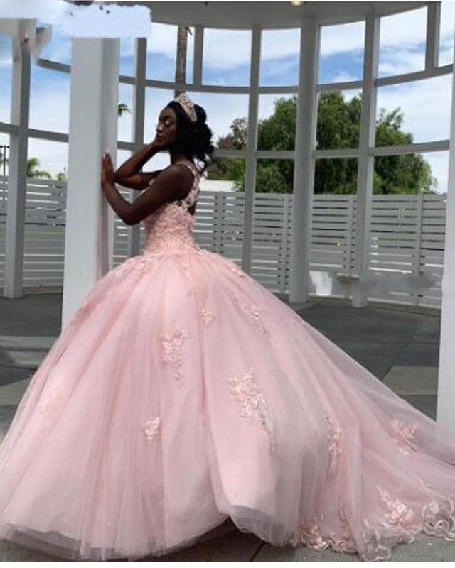 Princess Lace Scoop Debutante Gown Sweet 15 Ball Gown Quinceanera Prom Dresses,vestidos de fiesta de 15