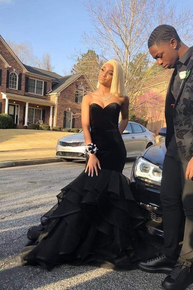 Elegant Black Sleeveless Sweetheart Mermaid Prom Dresses