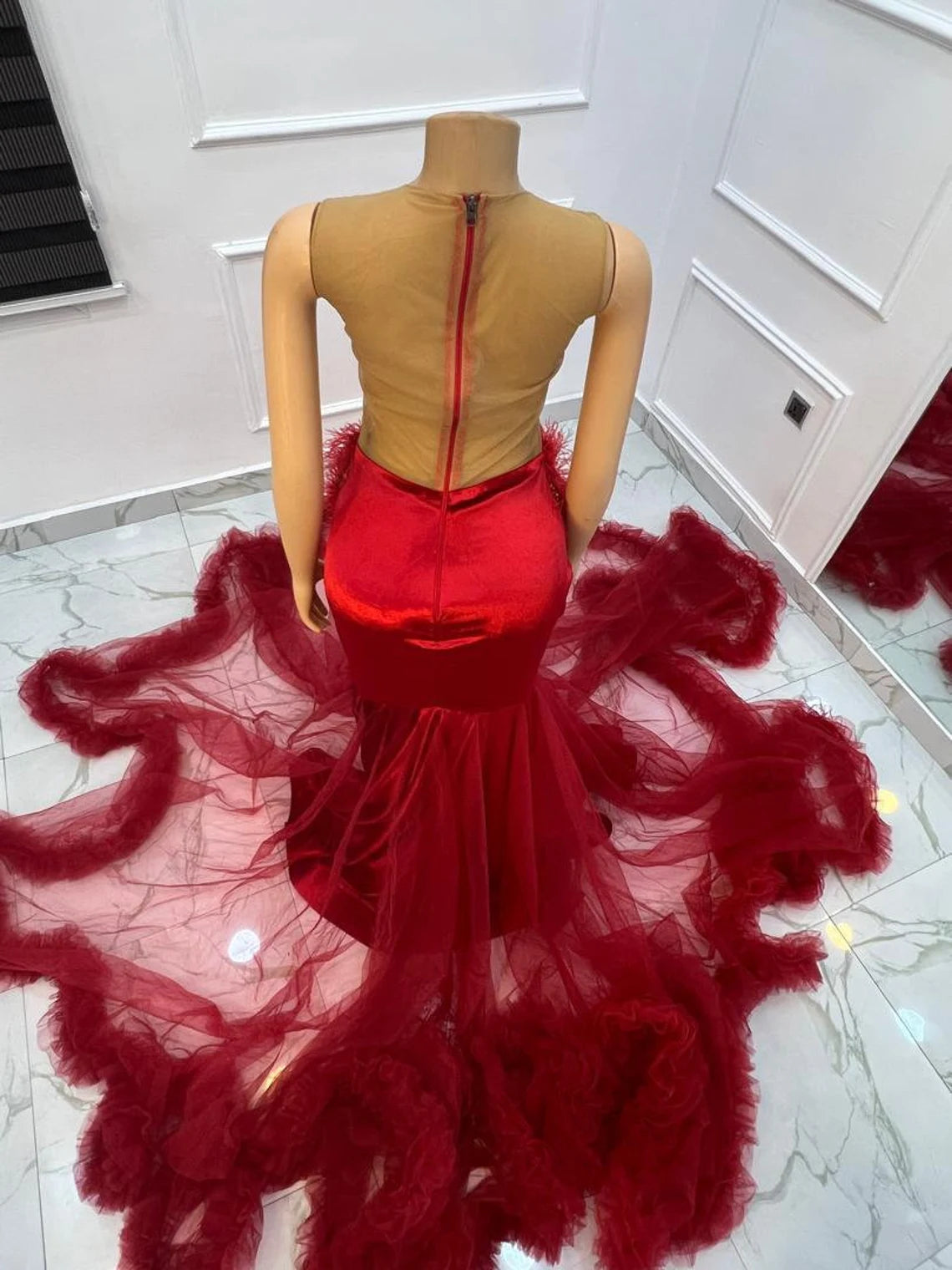 Red mermaid dress Birthday dress Prom dress Reception dress Wedding dress Engagement dress Floor length dress