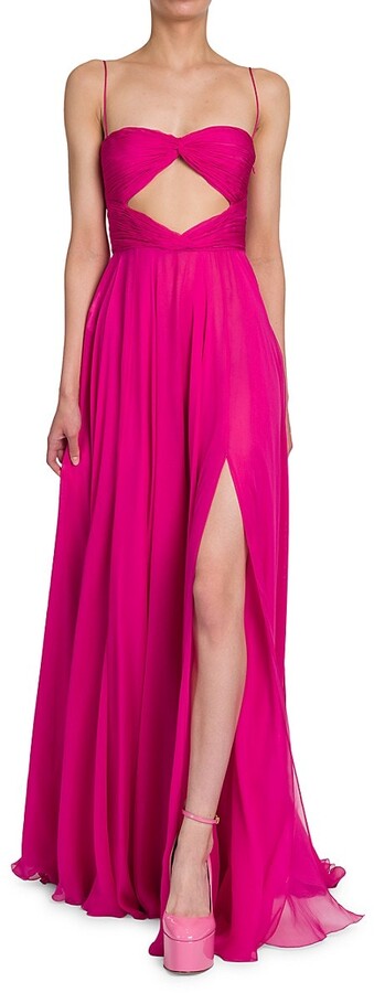 New Style Chiffon Cut Out Sleeveless Prom Gown, A Line Spagetti Straps Long Evening Dress