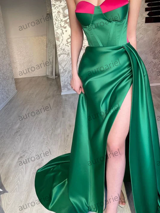 Stunning Green Sweetheart Sleeveless Mermaid Prom Dress with Split