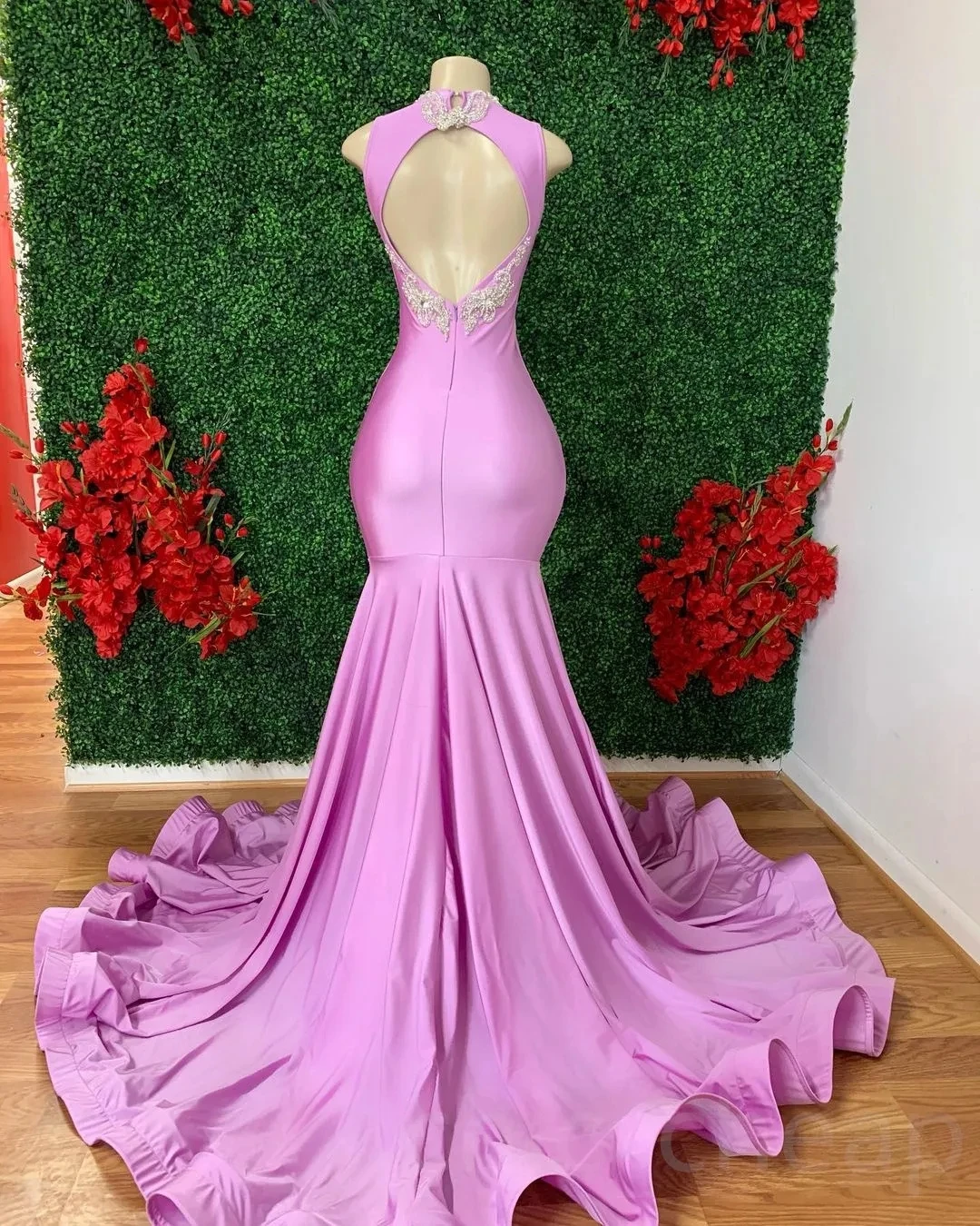 Lavender African American Prom Dresses Mermaid Sheer Beaded Backless Black Girls Nigeria Saudi Arabia Evening Dresses Gown