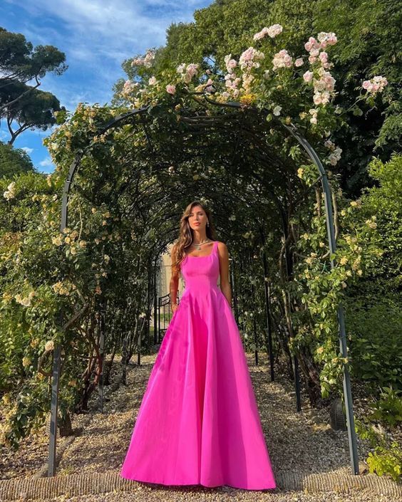 Elegant Hot Pink Long Prom Dresses