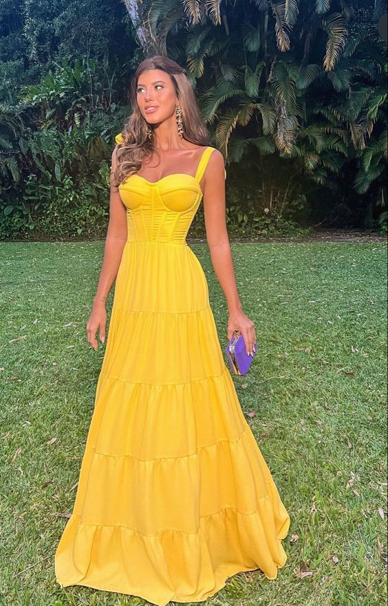 Long Prom Dresses Yellow Long Evening Gowns Formal Dress