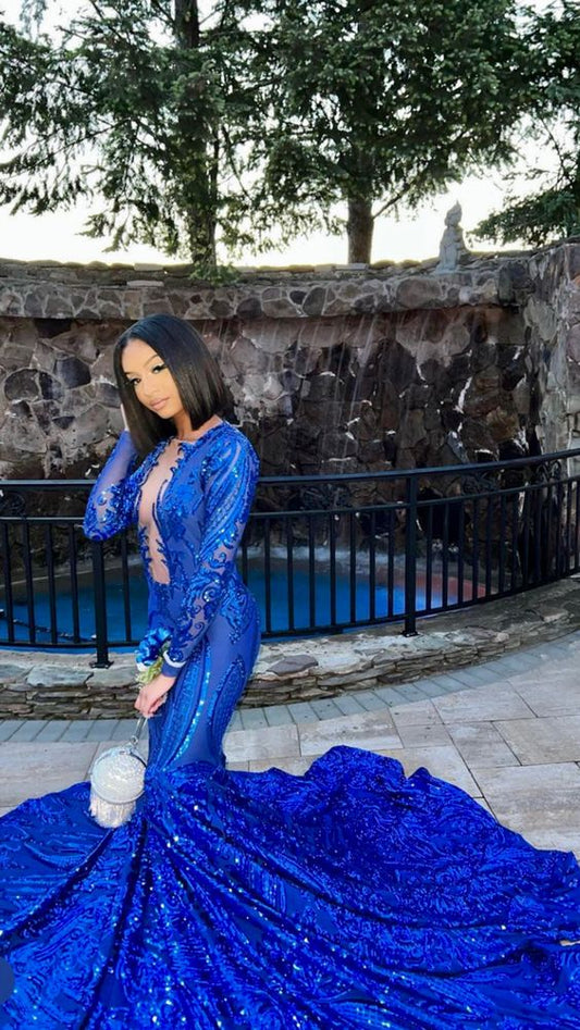 Royal Blue Mermaid Long Prom Dress