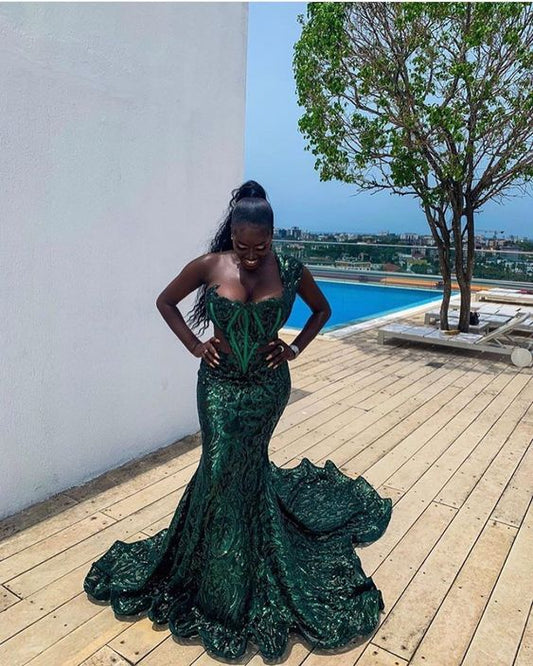 Sexy Green Mermaid Long Prom Dresses