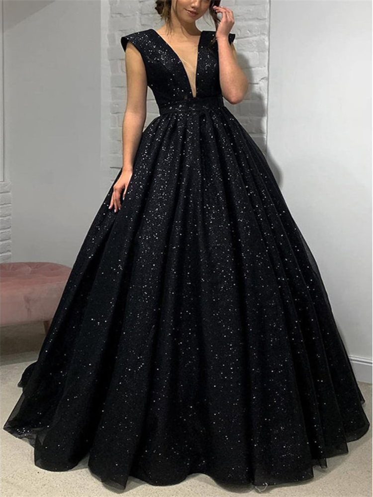 Elegant Empire Prom Dresses Deep V Neck Sleeveless Backless Sweep Train Shining Pleats Draping Formal Wedding Evening Party Gown