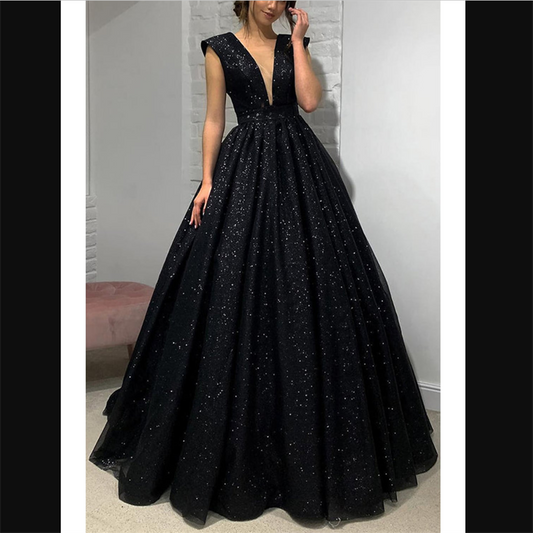 Elegant Empire Prom Dresses Deep V Neck Sleeveless Backless Sweep Train Shining Pleats Draping Formal Wedding Evening Party Gown