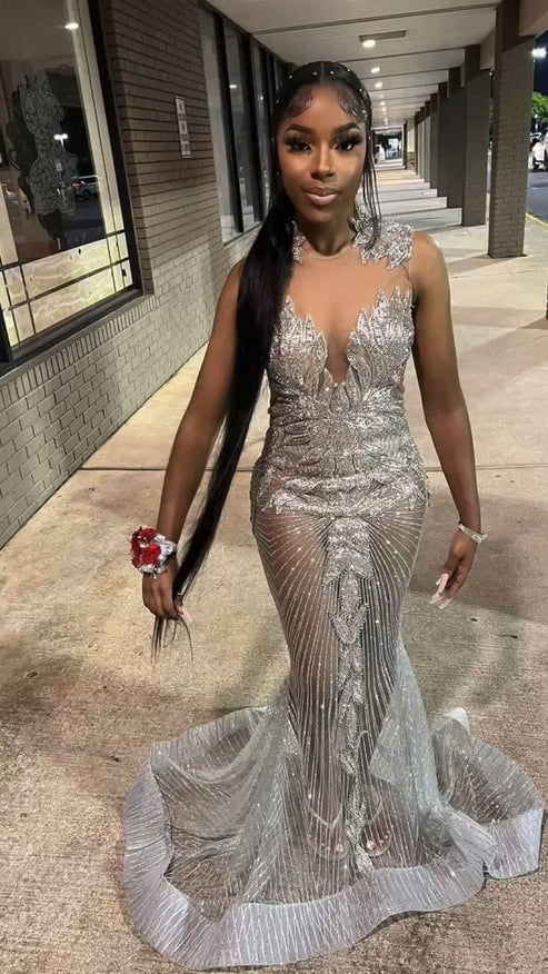Black Girls Prom Dress,Sexy Mermaid Evening Dress,Stunning Formal Gown